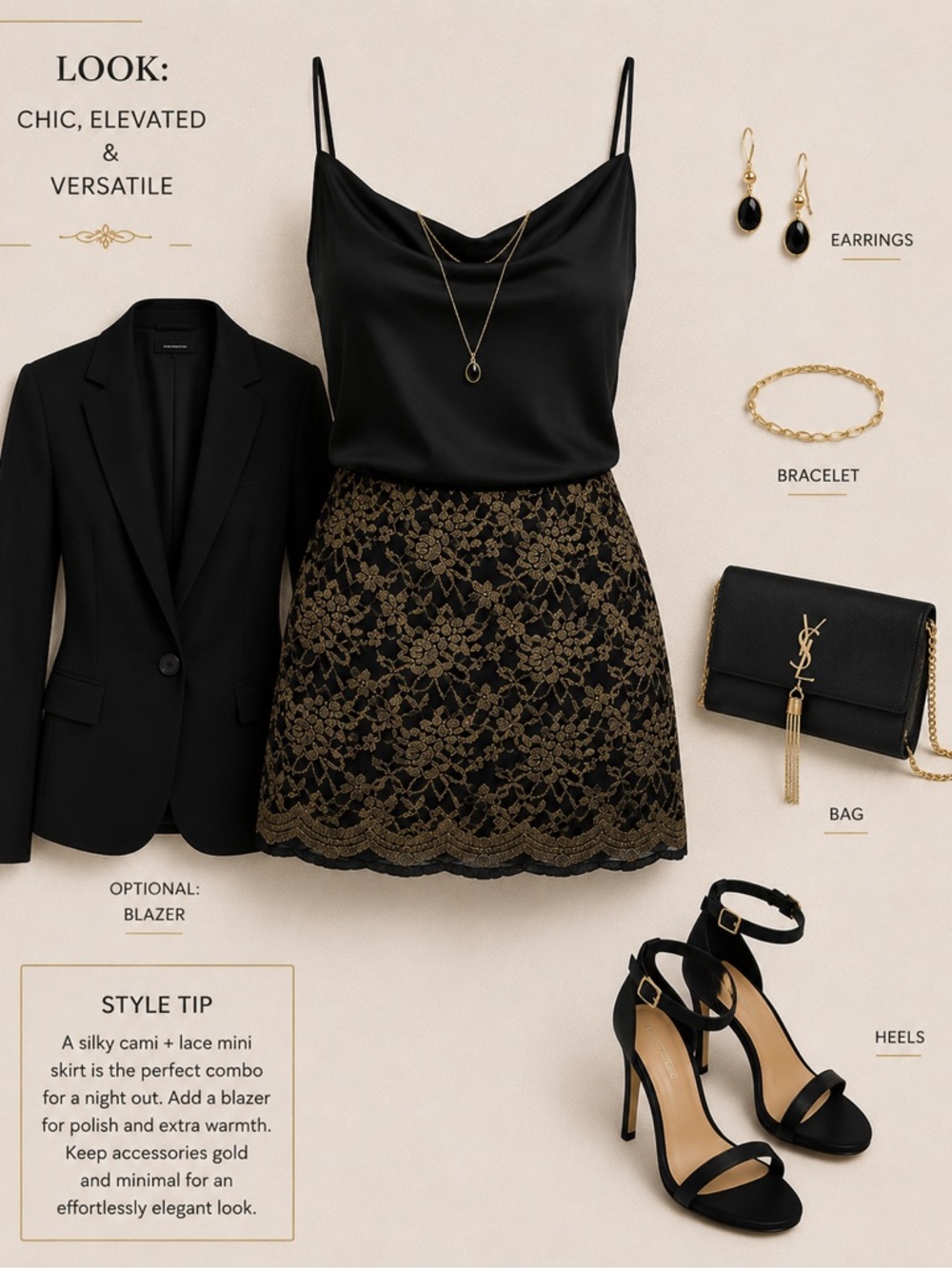 Black & Gold Lace Overlay Pencil Skirt size 8